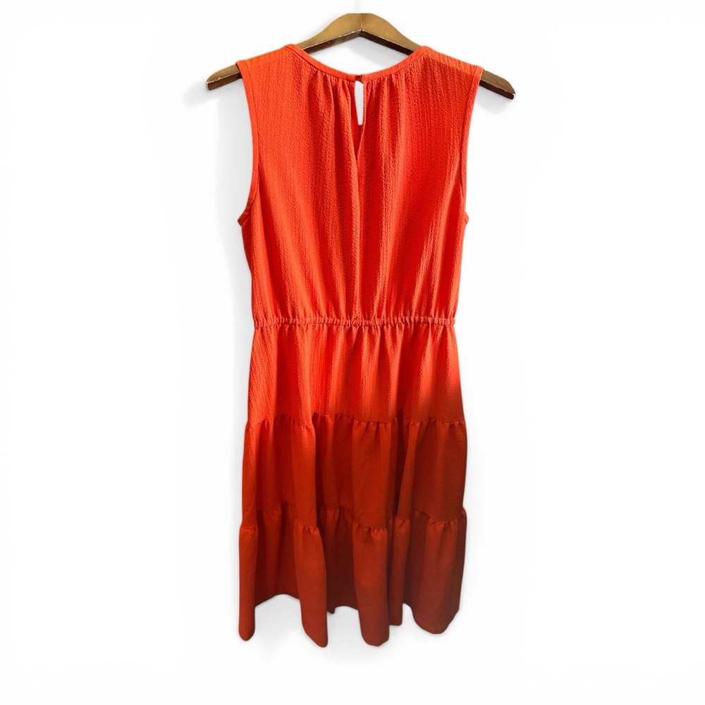 Calvin Klein Sleeveless Tiered Midi Sleeveless Boho Dress in Orange Size 12 - Picture 3 of 6